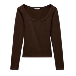 ZARA LONG SLEEVED RIBBED T-SHIRT